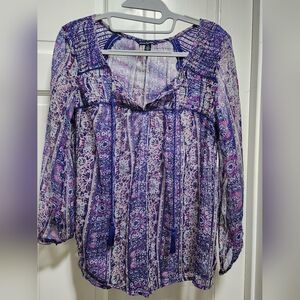 American Eagle Outfitters Purple Paisley Blouse SMALL